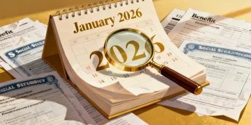 Calendar showing January 2026 with financial documents, symbolizing the 2026 COLA impact on benefits.