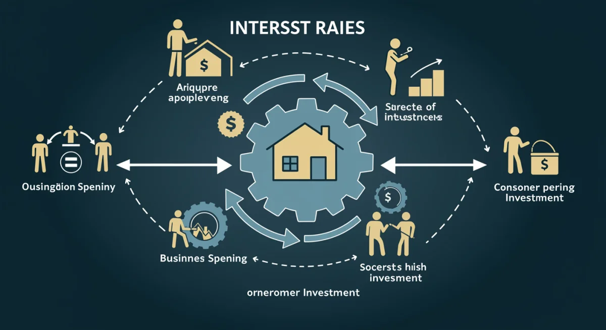 Conceptual illustration of interest rate impact on economic sectors.