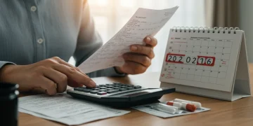 Person analyzing prescription costs and Medicare Part D benefits for 2026 savings