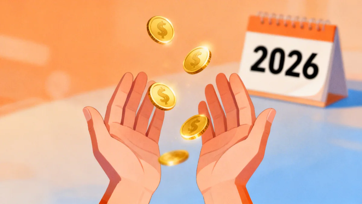 Financial safety net catching coins with 2026 calendar, symbolizing extended unemployment benefits