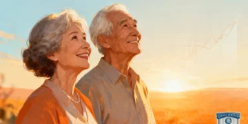Smiling senior couple contemplating future with Social Security benefits